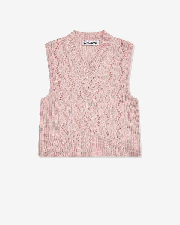 Our Legacy - Women's Cable Michigan Tank - (Delicate Pink Fisherman Wool)