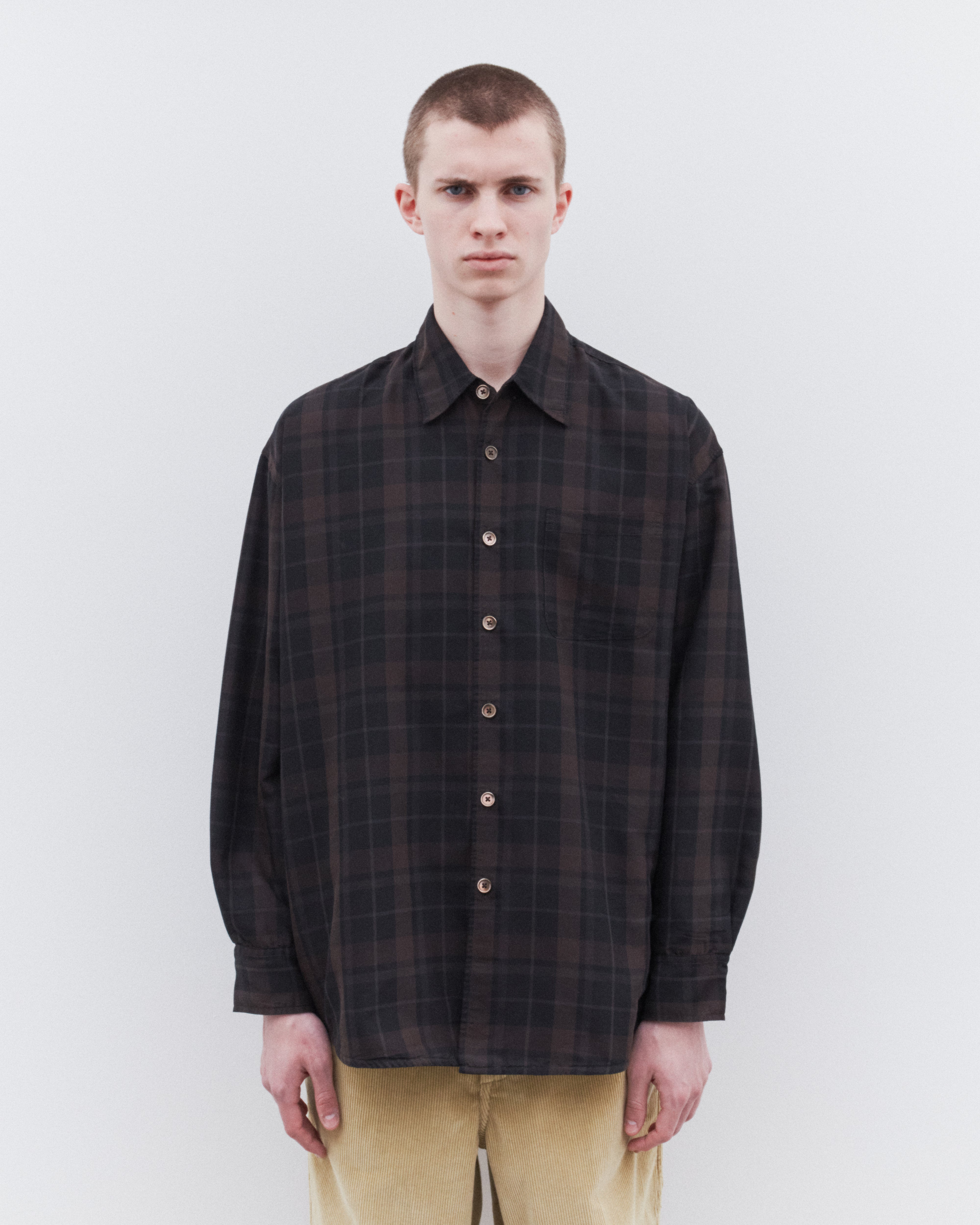 Our Legacy: Men's Borrowed Shirt (Black Sheer Shadow Check) | DSML