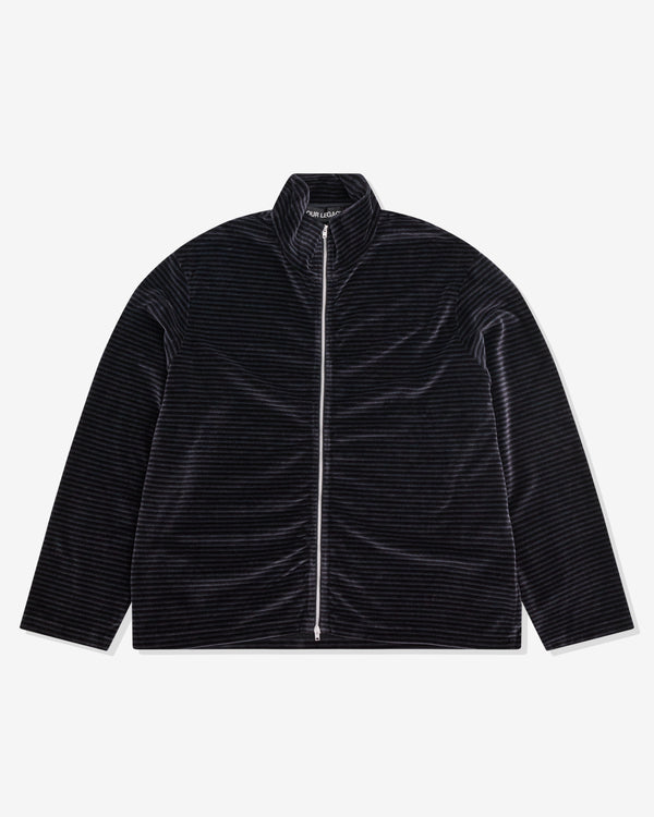 Our Legacy - Men's Shrunken Fullzip Polo - (Phantom Stripe Velour)