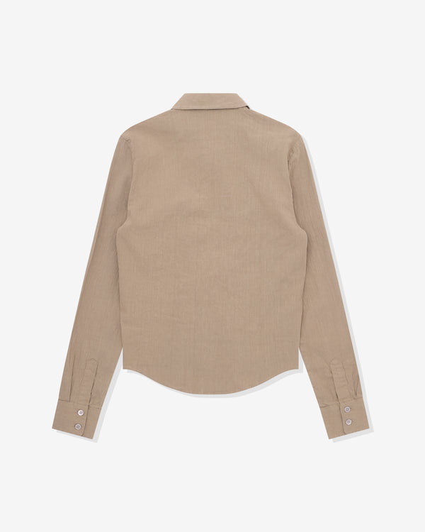 Our Legacy - Women’s Slim Zip Shirt - (Dry Grass Rugged Lincot)