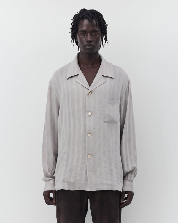 Our Legacy - Men's Private Shirt - (Quiet Greige Stripe Mist Weave)