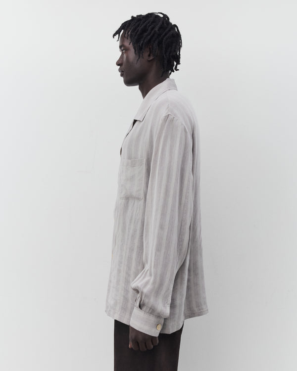 Our Legacy - Men's Private Shirt - (Quiet Greige Stripe Mist Weave)