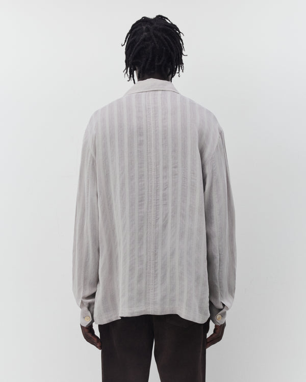 Our Legacy - Men's Private Shirt - (Quiet Greige Stripe Mist Weave)