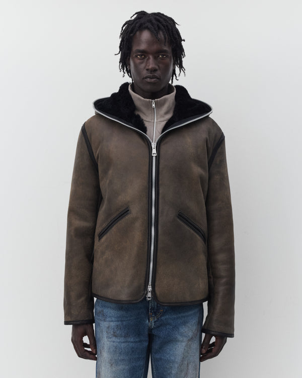 Our Legacy - Men's Full Zip Jacket - (Smoky Black Dry Shearling)