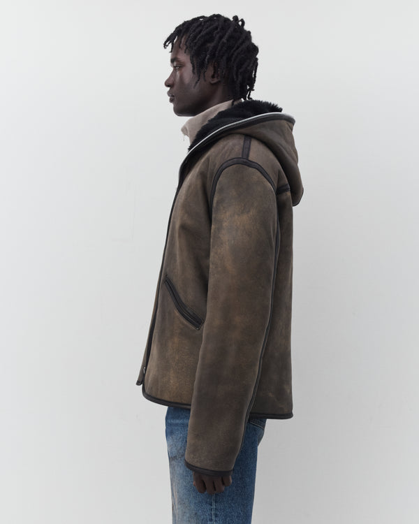 Our Legacy - Men's Full Zip Jacket - (Smoky Black Dry Shearling)