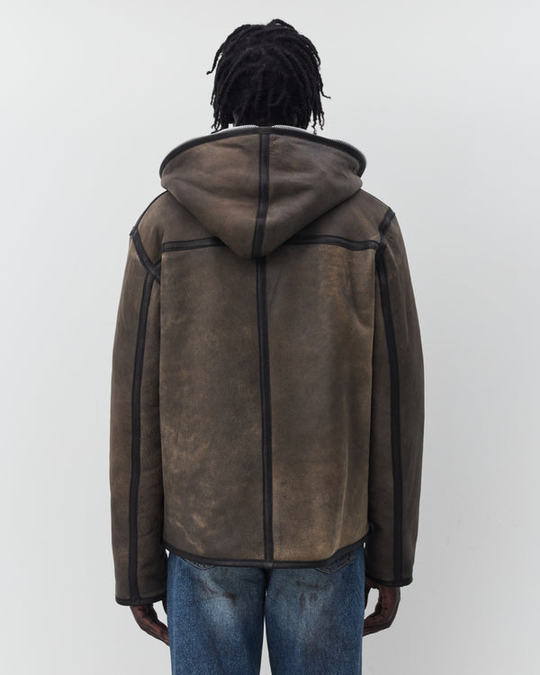 Our Legacy - Men's Full Zip Jacket - (Smoky Black Dry Shearling)