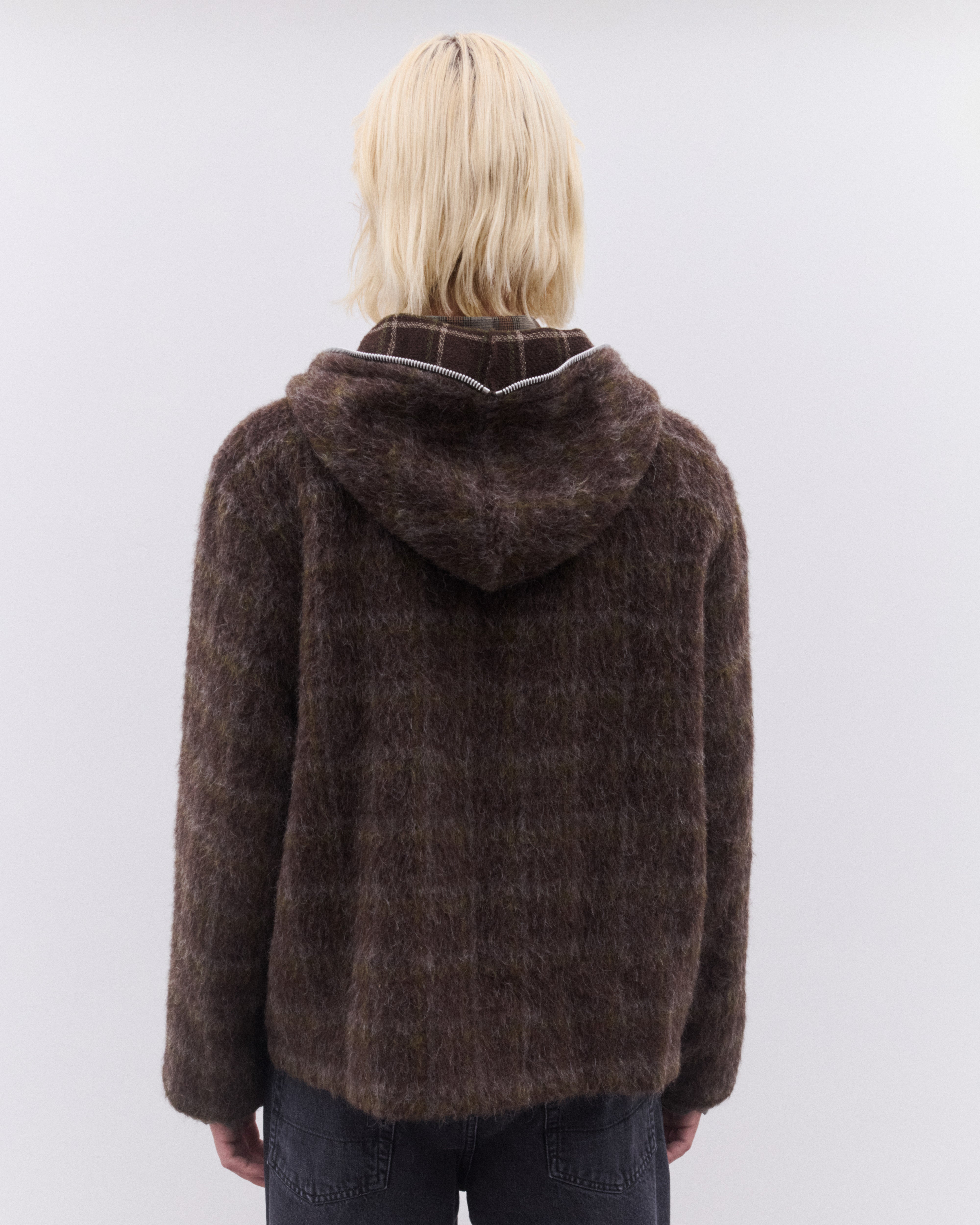 Our Legacy: Men's Full Zip Hood (Dorf Check Hairy Wool) | DSML E-SHOP