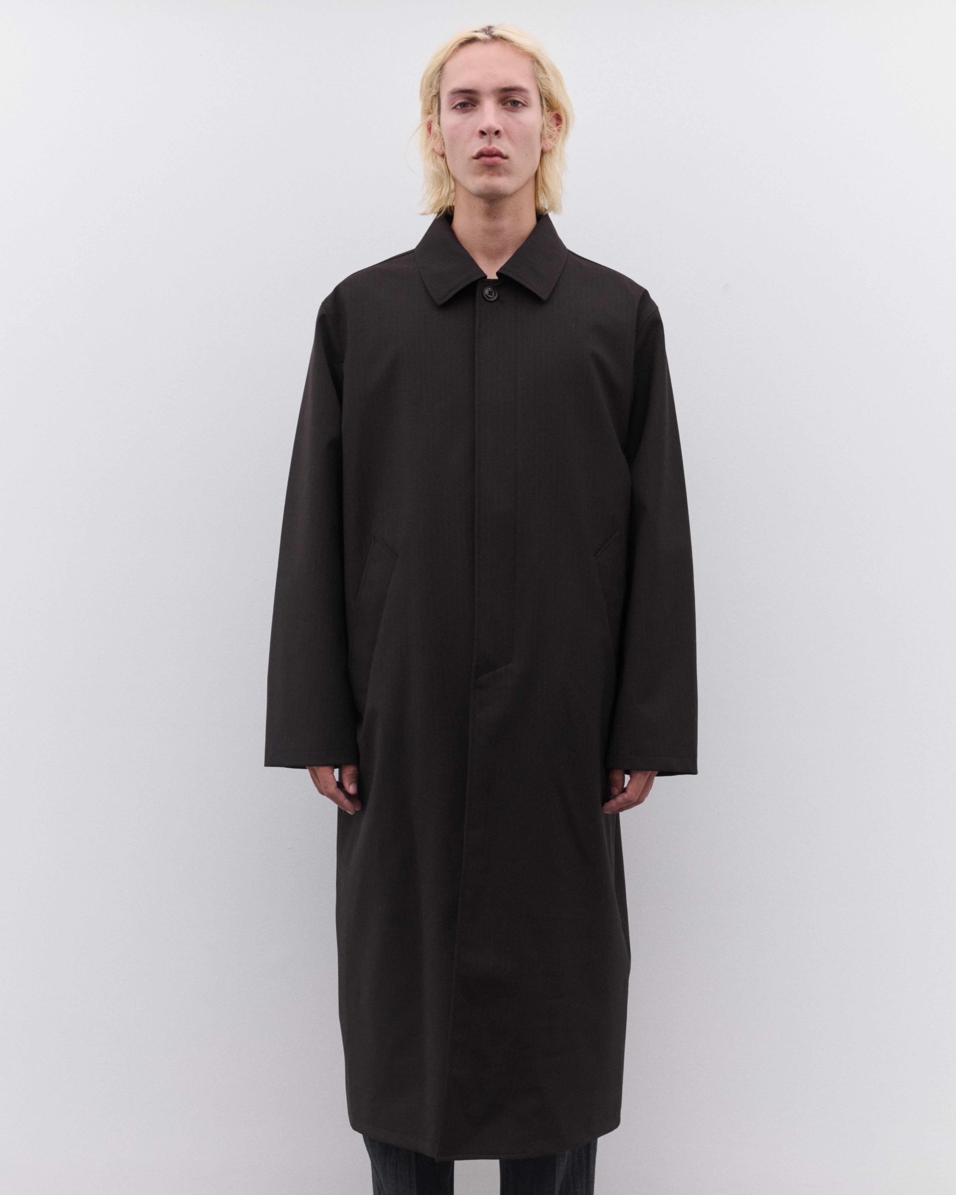 Our Legacy: Men's Cloak Carcoat (Churchill Stripe Membrane Wool