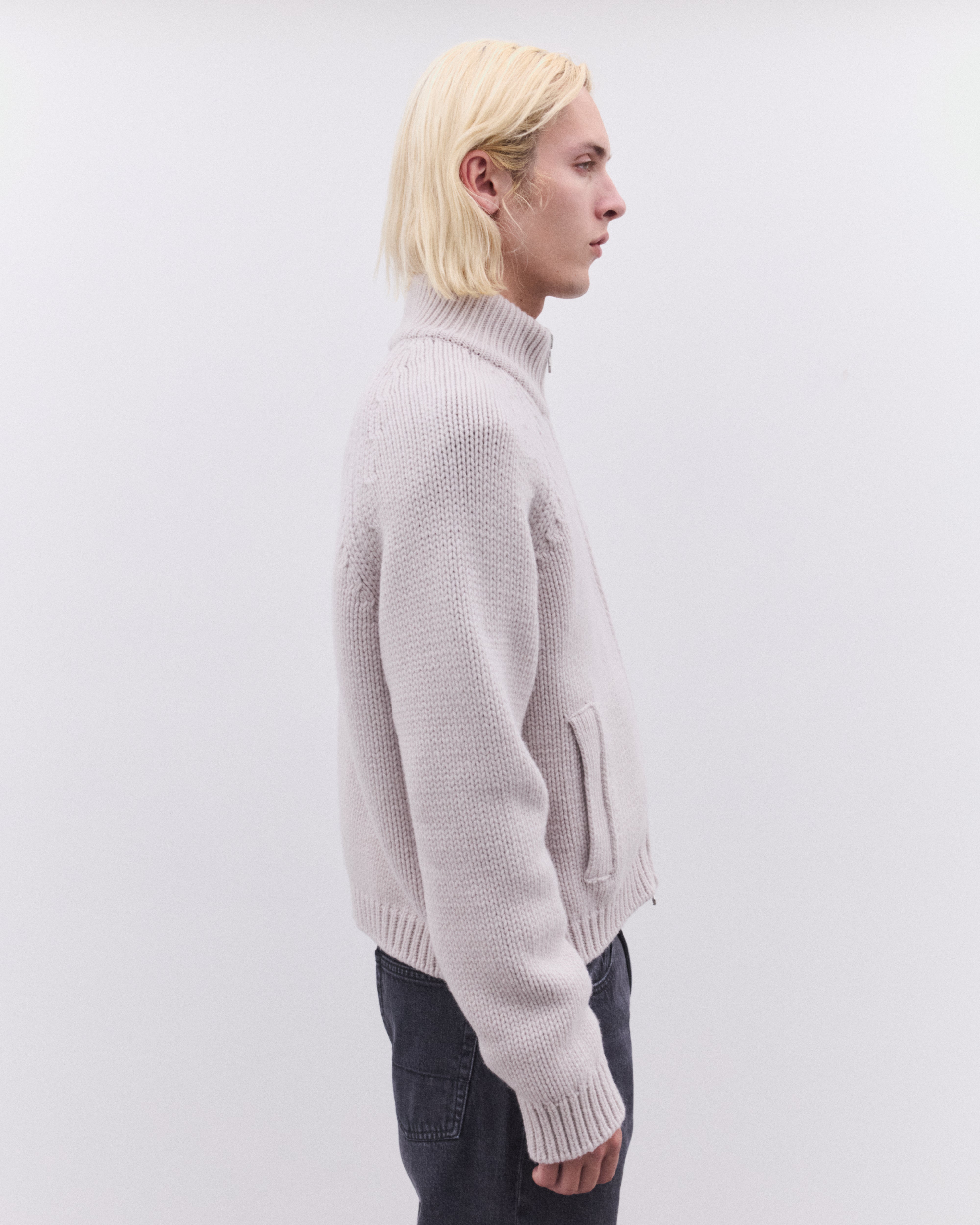 Our Legacy: Men's Ultra Zip Cardigan (Bone Low Twist Merino