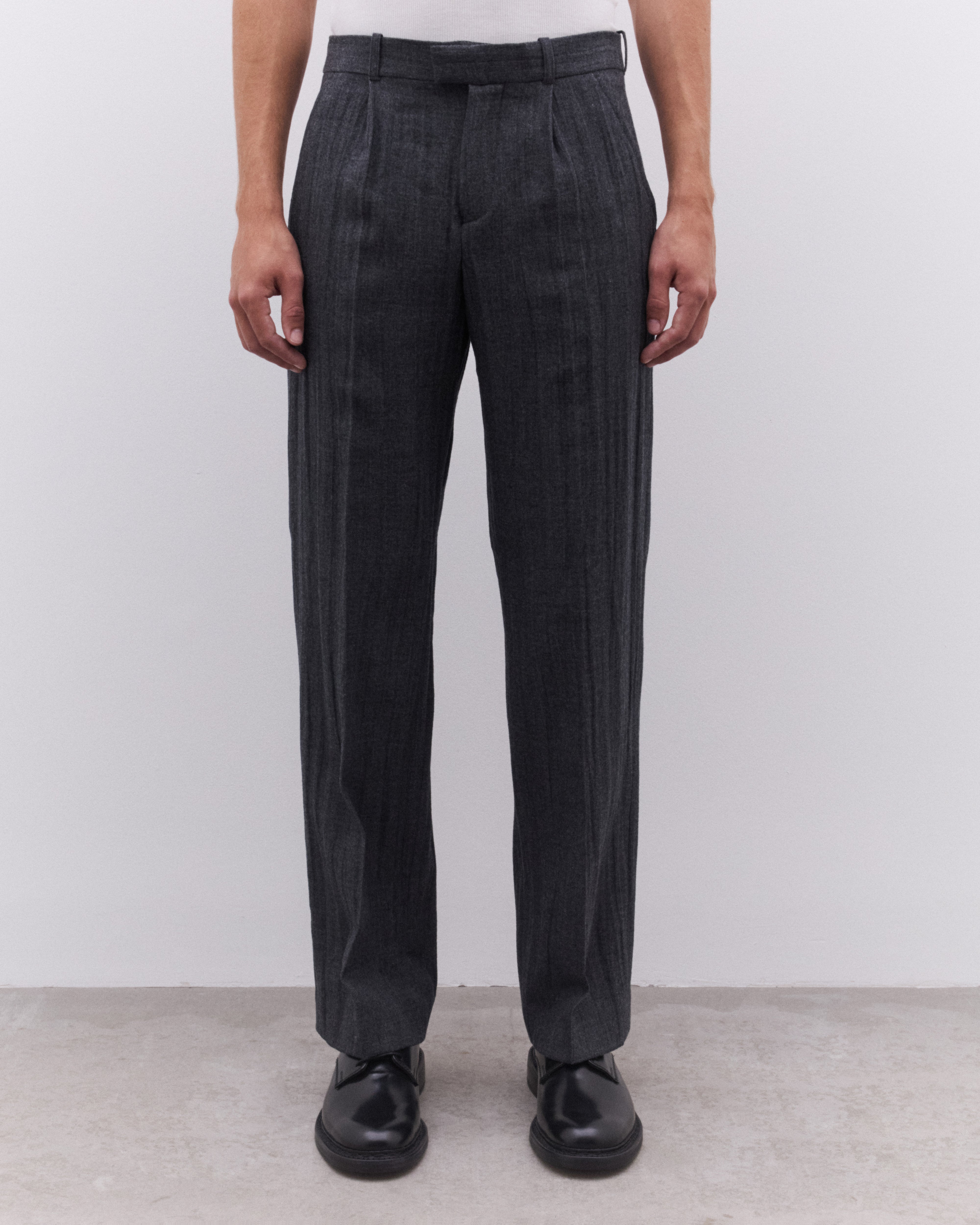 Our Legacy: Men's Slack Trouser (Stone Grey Plisse Wool) | DSML E-SHOP