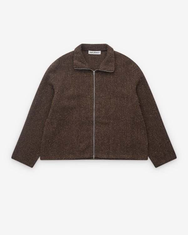 Our Legacy - Men’s Shrunken Fullzip Polo - (Brown Sparse Buckle Weave)