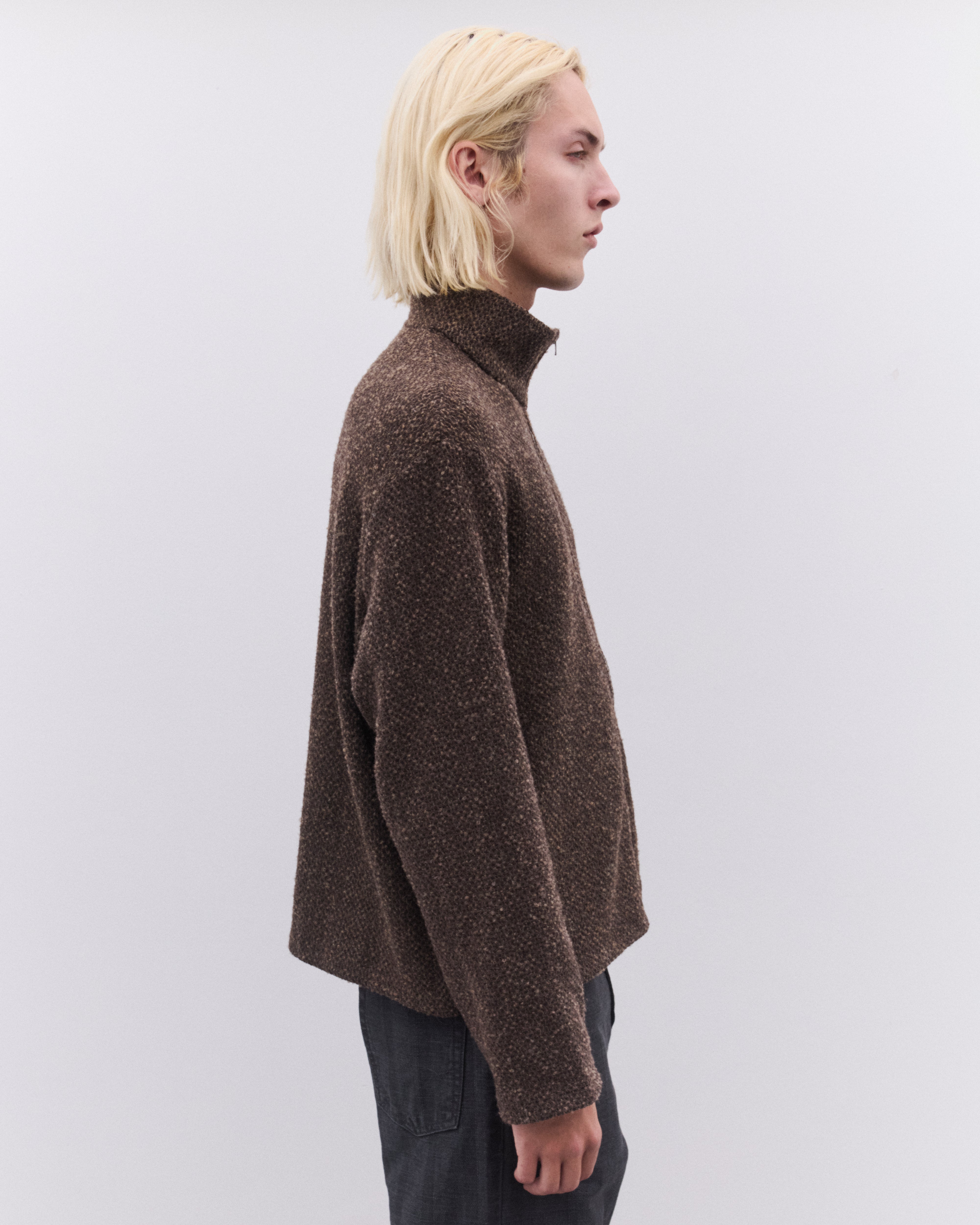 Our Legacy: Men's Shrunken Fullzip Polo (Brown Sparse Buckle