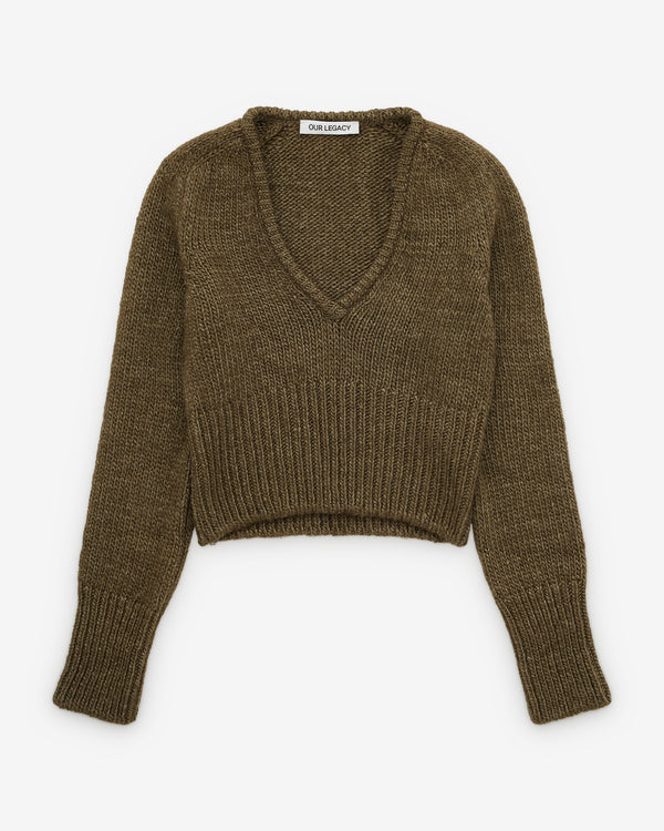 Our Legacy - Women's Sharp V-Neck - (Flush Green Rustic Wool Silk)