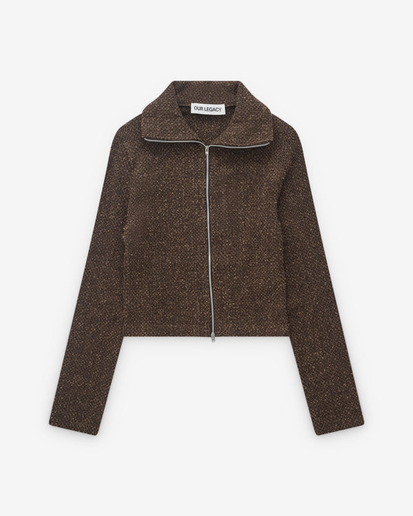 Our Legacy - Women’s Slim Zip Longsleeve - (Brown Sparse Buckle Weave)