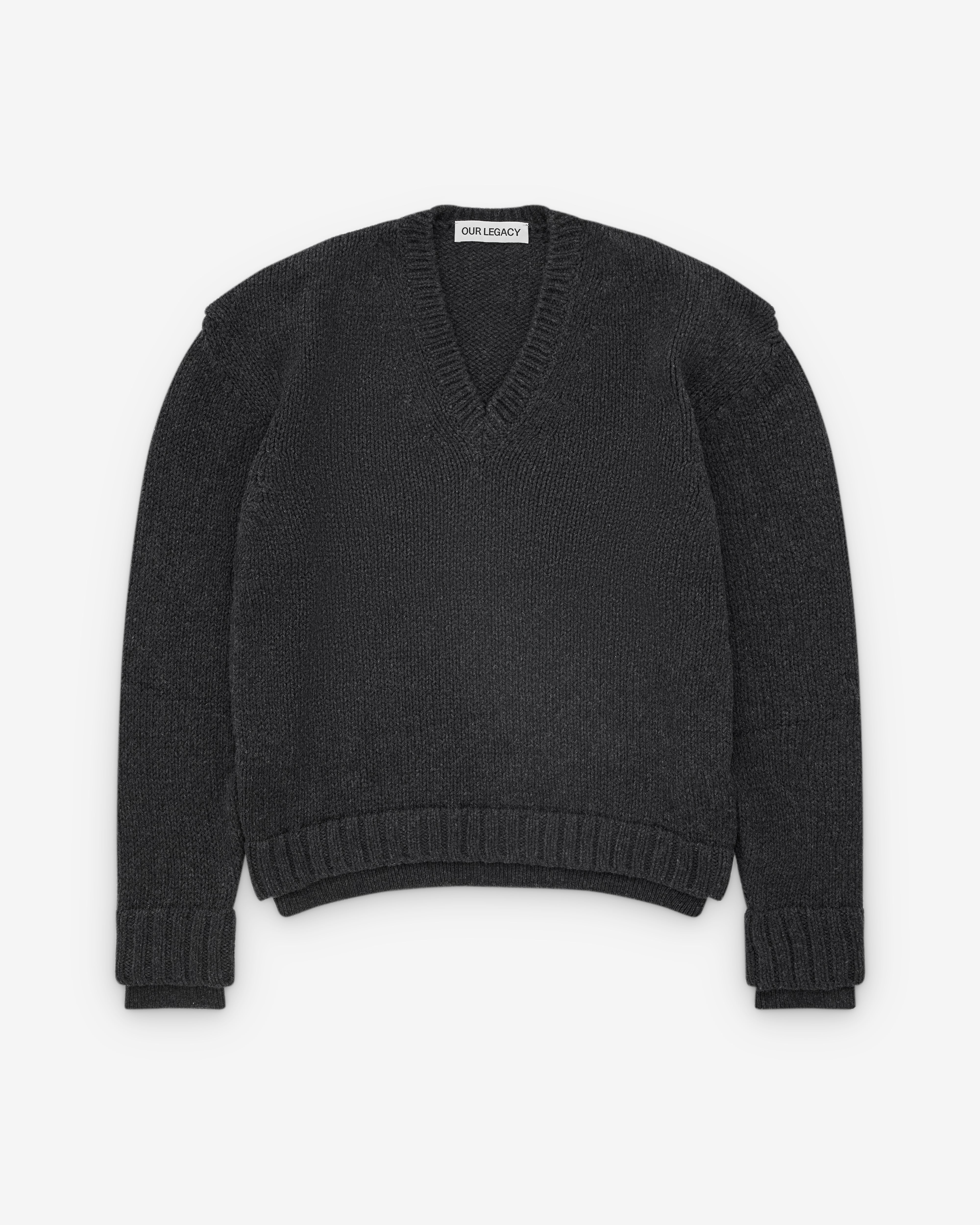 Our Legacy: Men's False V-Neck (Charcoal Low Twist Merino) | DSML