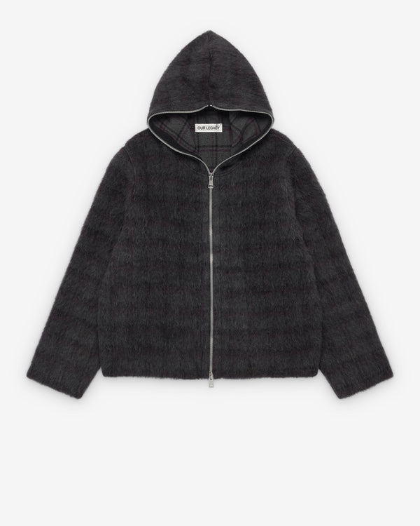 Our Legacy - Men's Full Zip Hood - (Fuzzed Plum Check Hairy Wool)