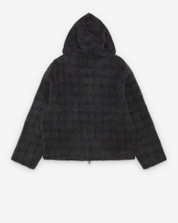 Our Legacy - Men's Full Zip Hood - (Fuzzed Plum Check Hairy Wool)