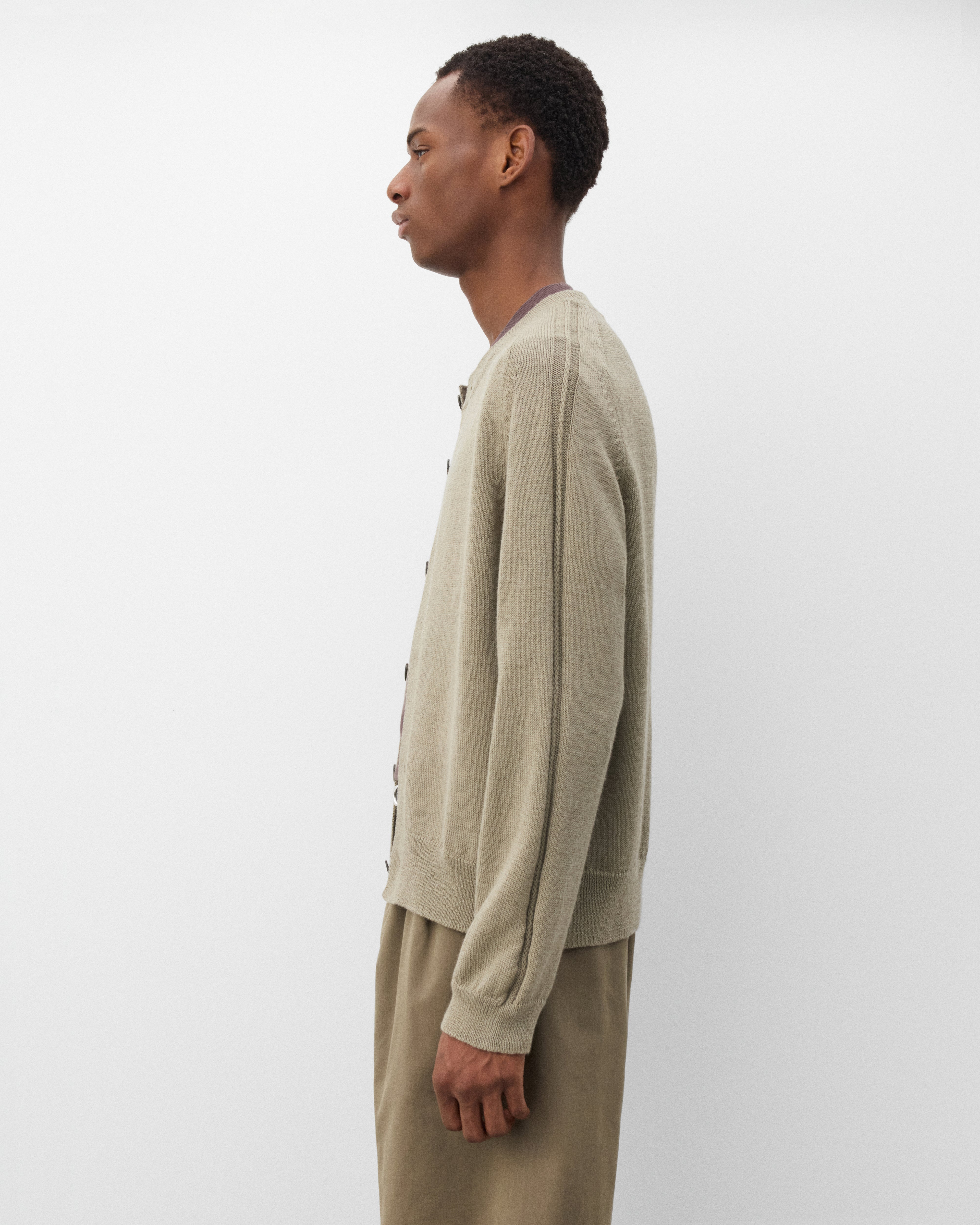 Our Legacy: Men's True Cardigan (Silver Sage Coarse Linen Wool