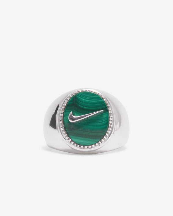 O Thongthai - Signature Signet Ring With Swoosh - (Green)