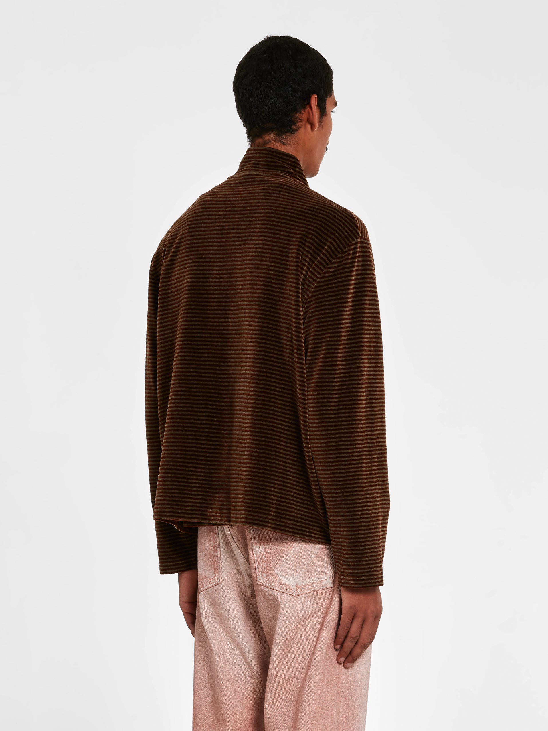 Our Legacy - Men's Shrunken Full Zip Polo - (Brown) | Dover Street