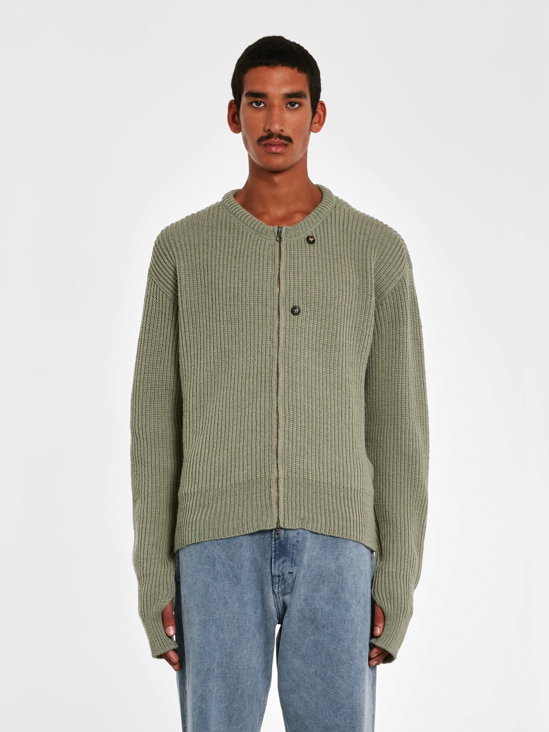 Our Legacy - Men's Zip Wrap Cardigan - (Green) | Dover Street