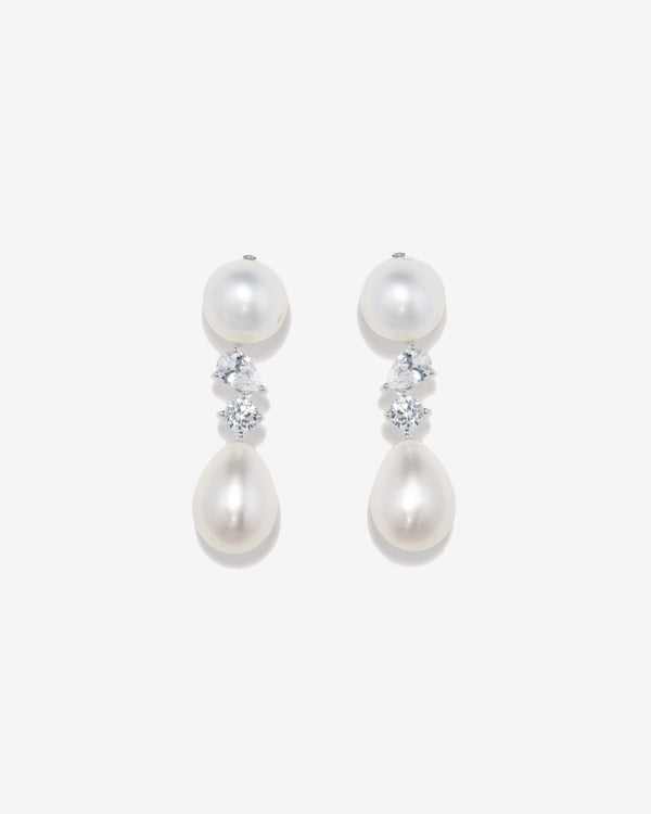 Completedworks - Earrings With Pearls - (Silver)