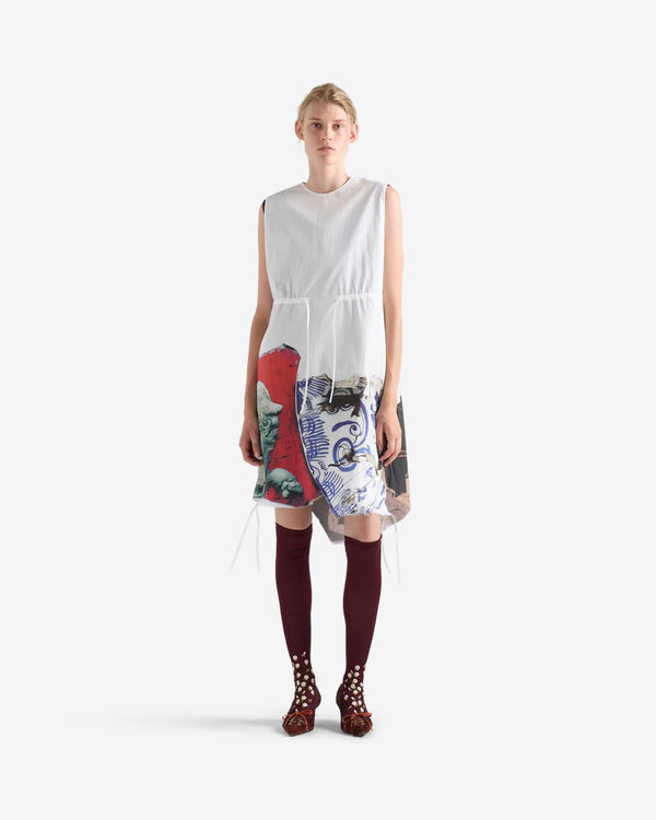 Prada  - Women's Printed Compact Fabric Dress - (White)