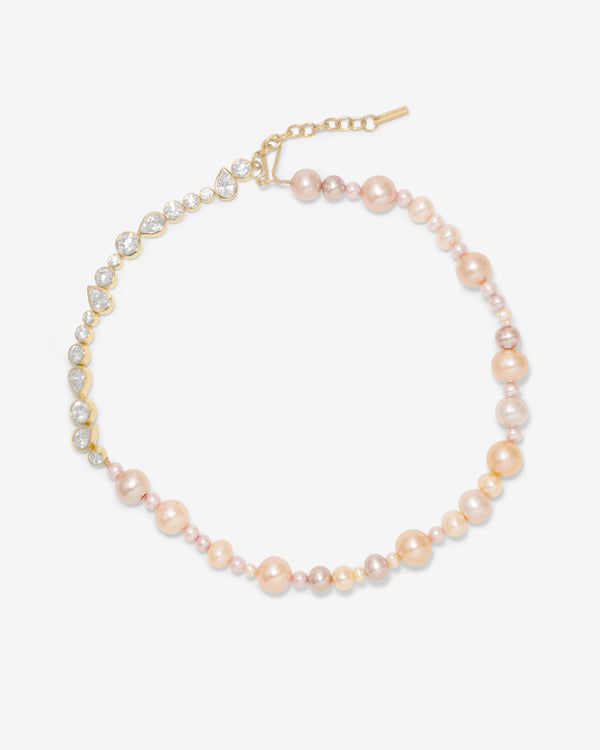 Completedworks - Glitch Pearl And Zirconia Necklace - (Yellow Gold)