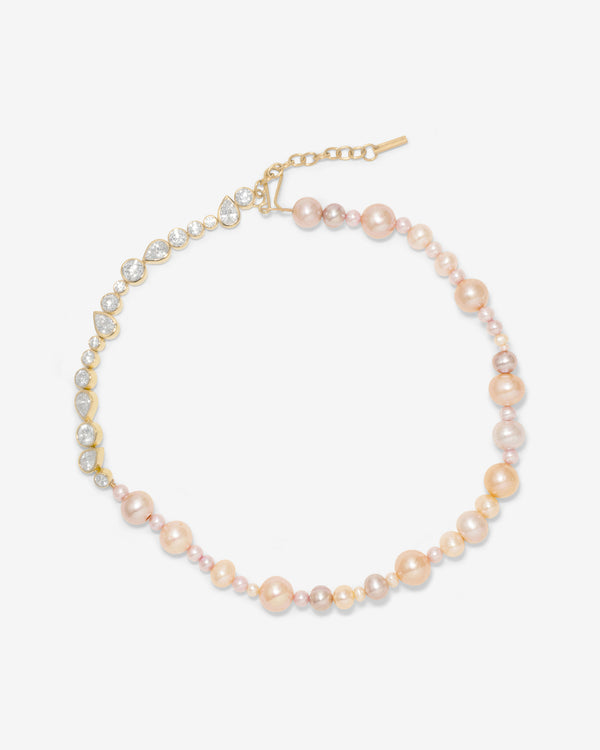 Completedworks - Glitch Pearl And Zirconia Necklace - (Yellow Gold)