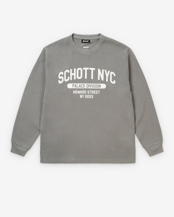Palace - Men's Palace Schott Waffle Longsleeve - (Grey)
