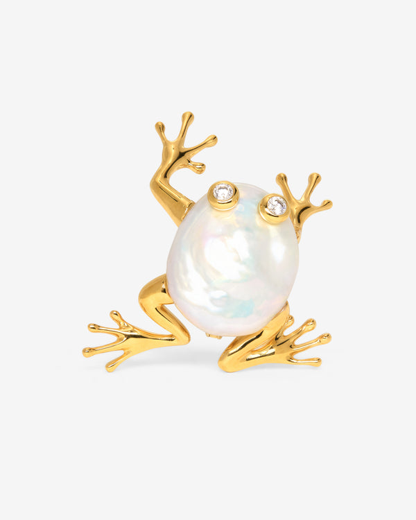 Pandora - XL Frog Brooch - (Pearl/Gold)