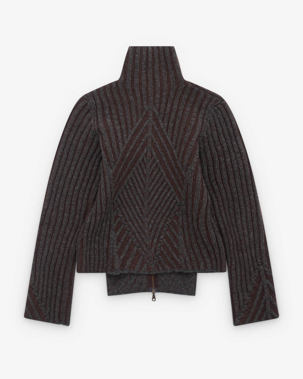 Paolina Russo - Women’s Warrior Knit Zip Up - (Grey/Brown)