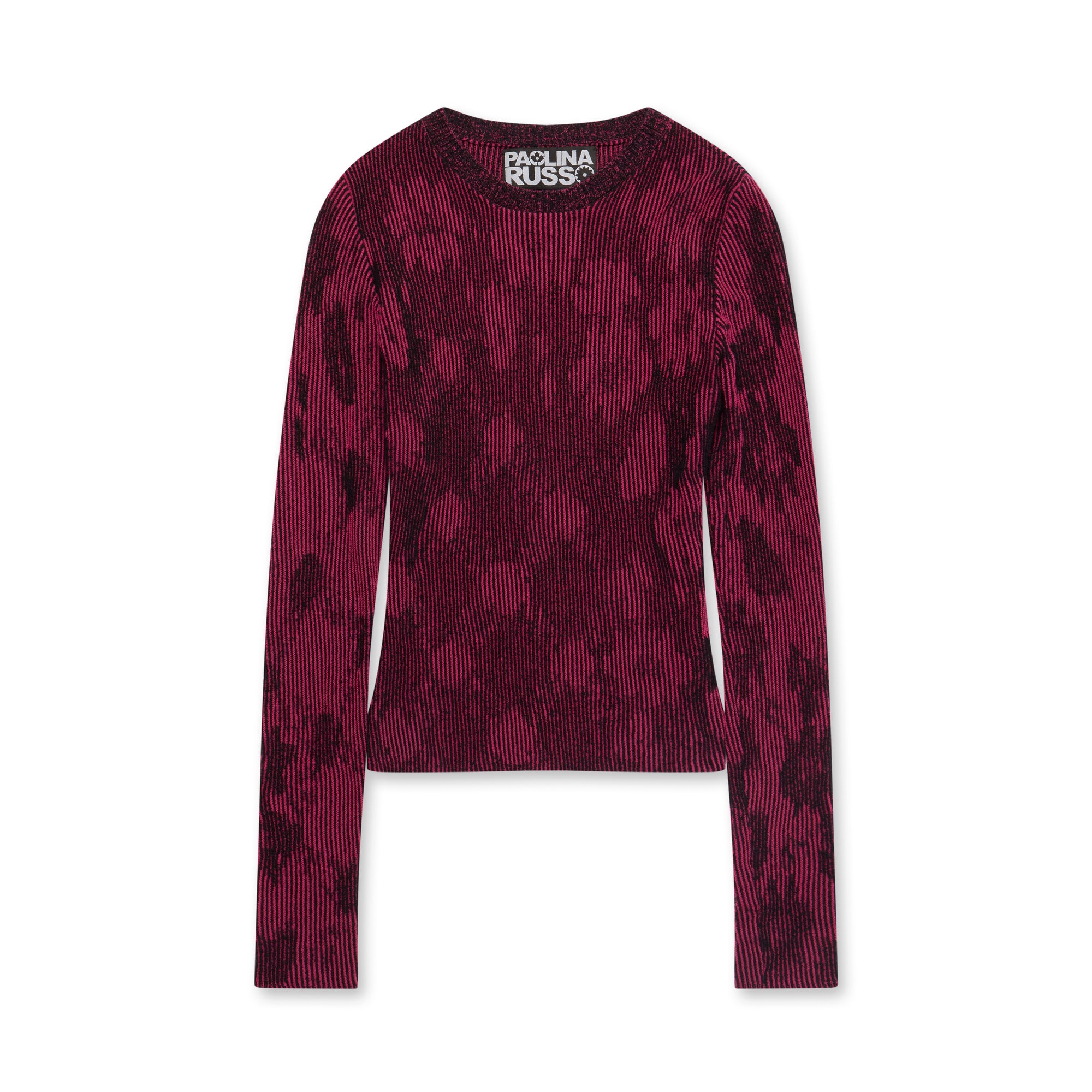 Paolina Russo - Women’s Illusion Knit Long Sleeve Top - (Magenta/Black) view 5