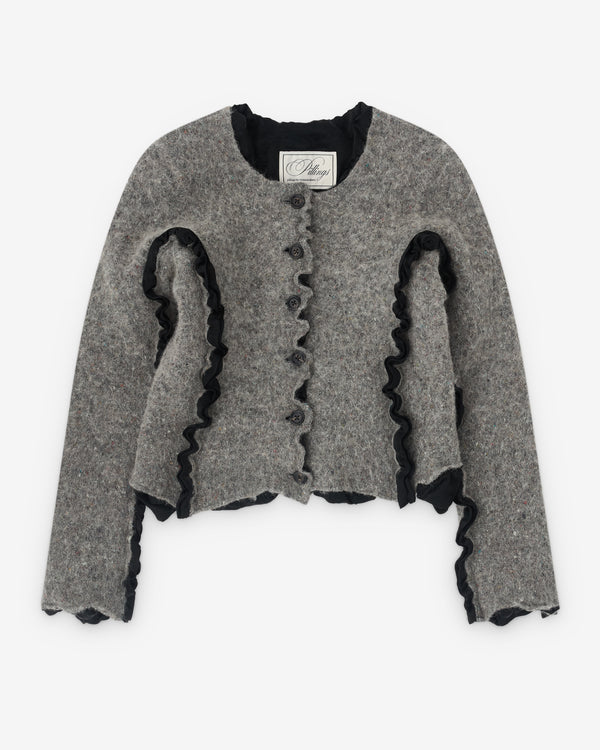 Pillings - Women’s Ruffle Seam Cardigan - (Grey)