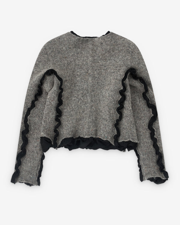 Pillings - Women’s Ruffle Seam Cardigan - (Grey)