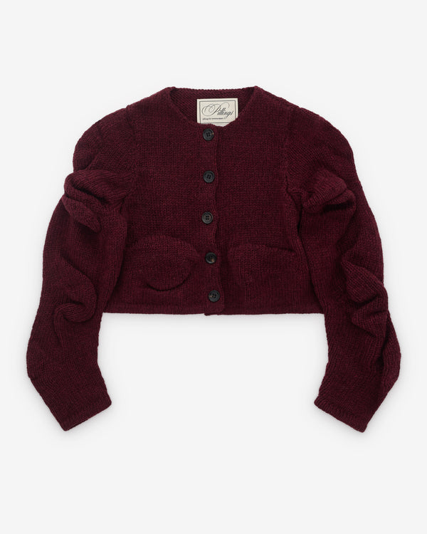 Pillings - Women’s Gathered Sleeve Cardigan - (Burgundy)