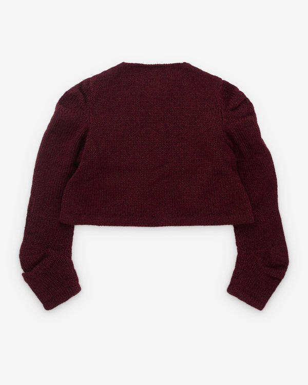 Pillings - Women’s Gathered Sleeve Cardigan - (Burgundy)