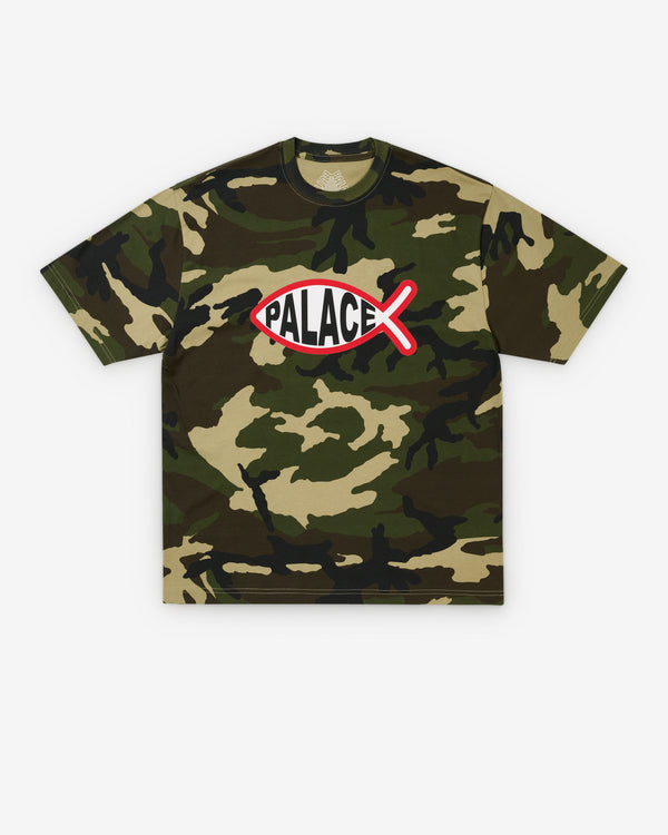 Palace - Men's Plaice T-Shirt - (Woodland Camo)