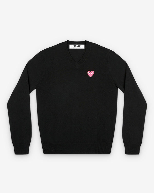 Comme des Garcons Play v-neck sweater with pink heart