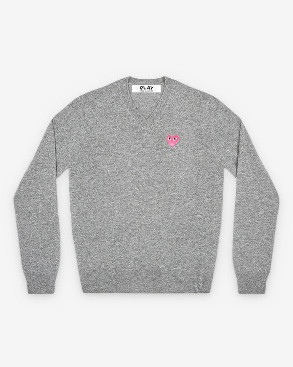 Comme des Garcons Play v-neck sweater with pink heart