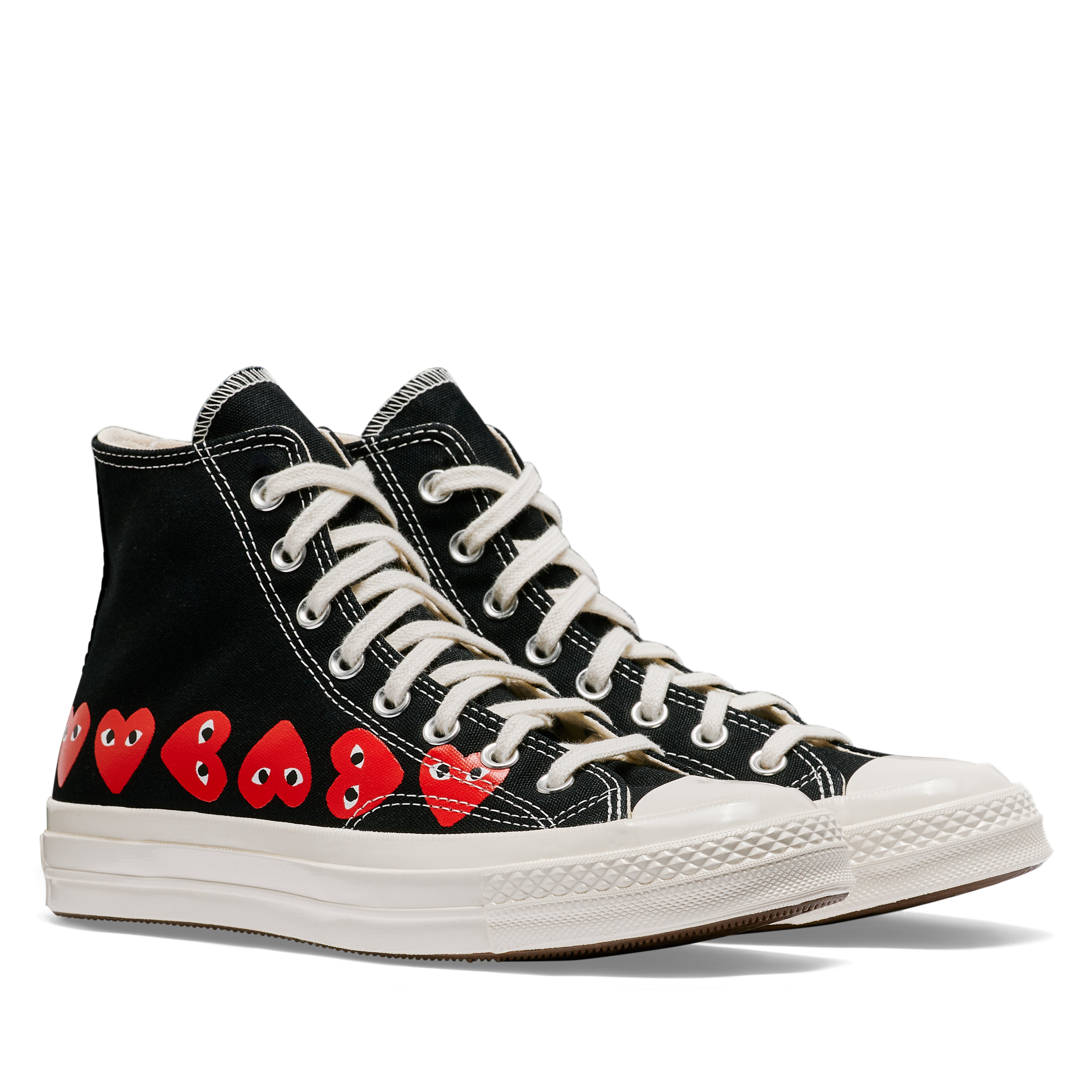 Black converse with red hot sale heart