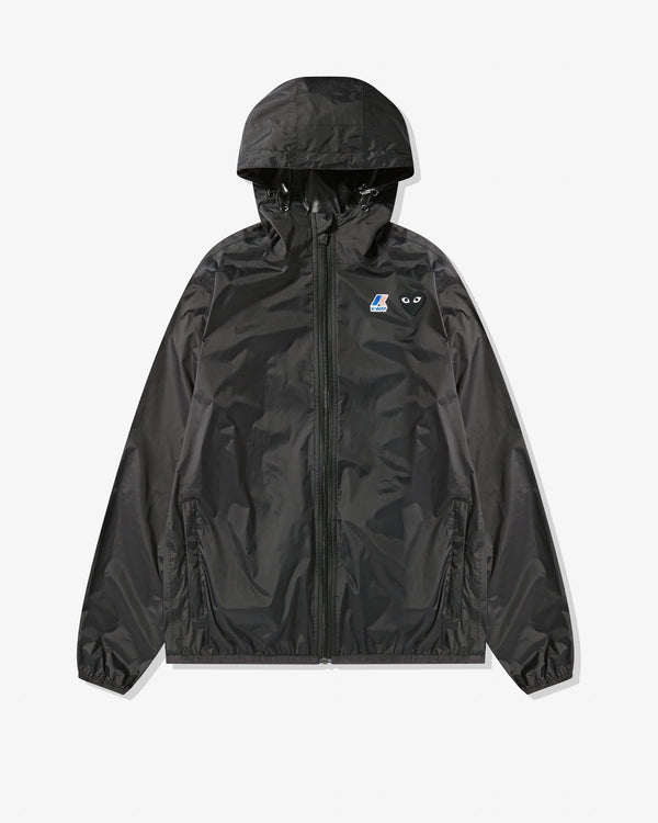 COMME DES GARCONS PLAY black track jacket with black heart logo