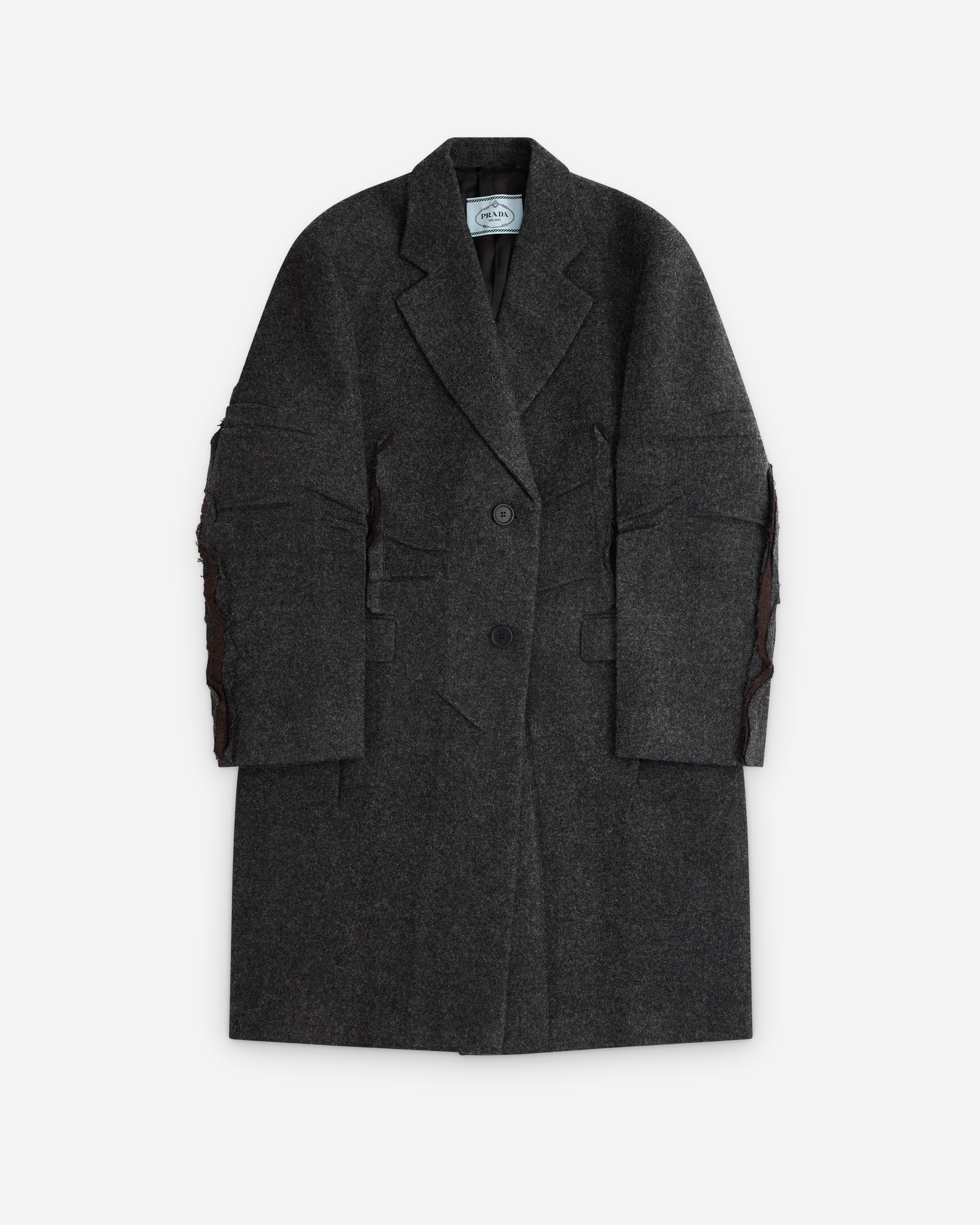Prada: Women's Single-Breasted Shetland Wool Coat (Slate Grey