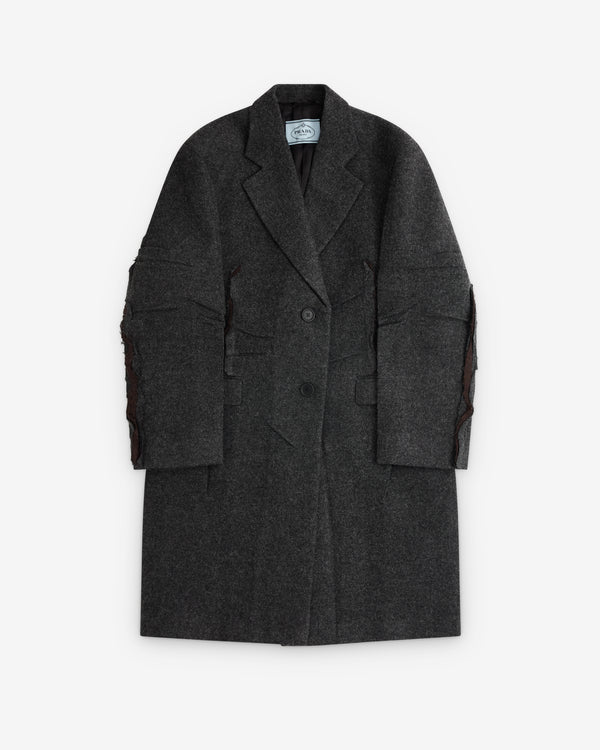 Prada - Women's Single-Breasted Shetland Wool Coat - (Slate Grey)
