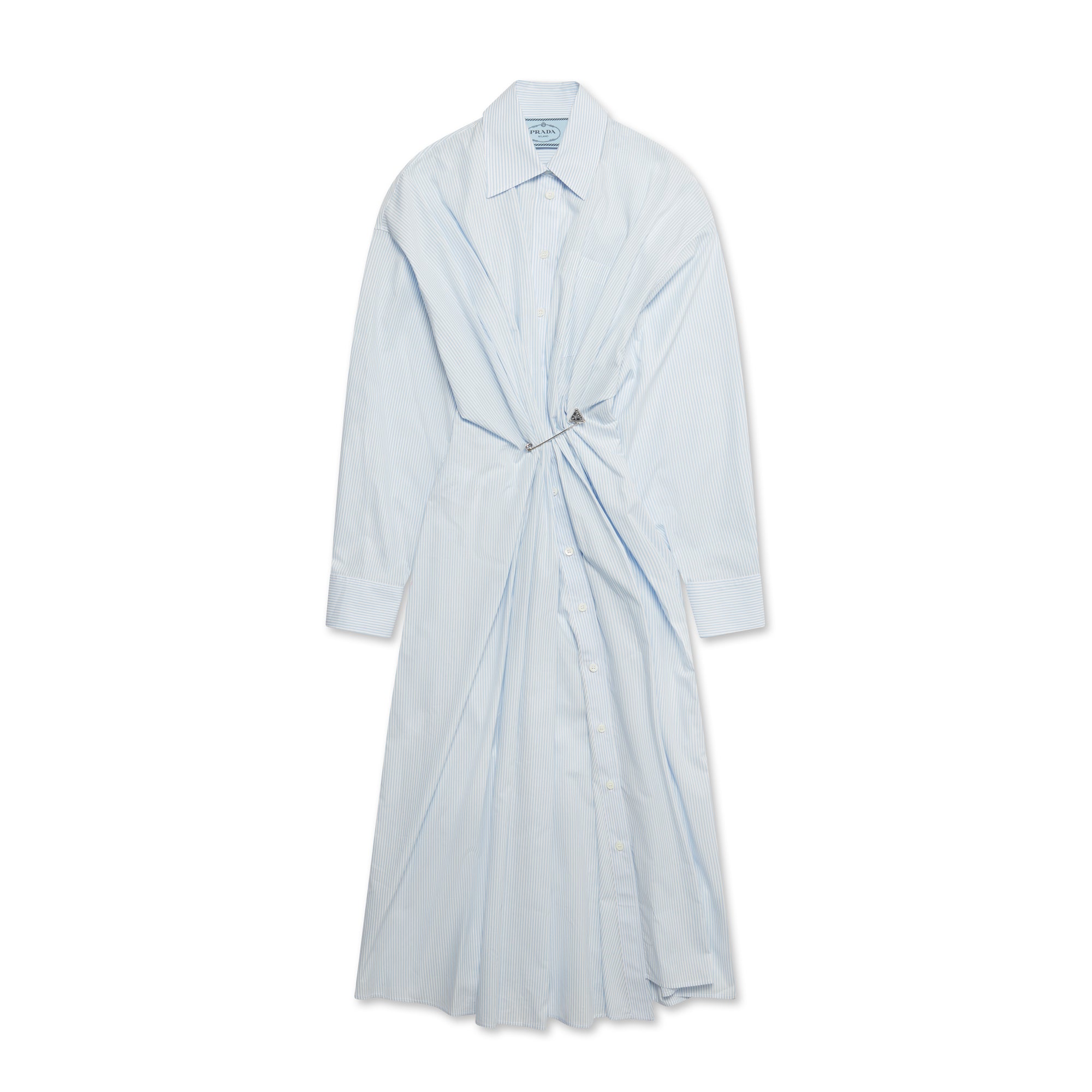 Prada - Women’s Dress With Pin - (Blue Stripe) view 5
