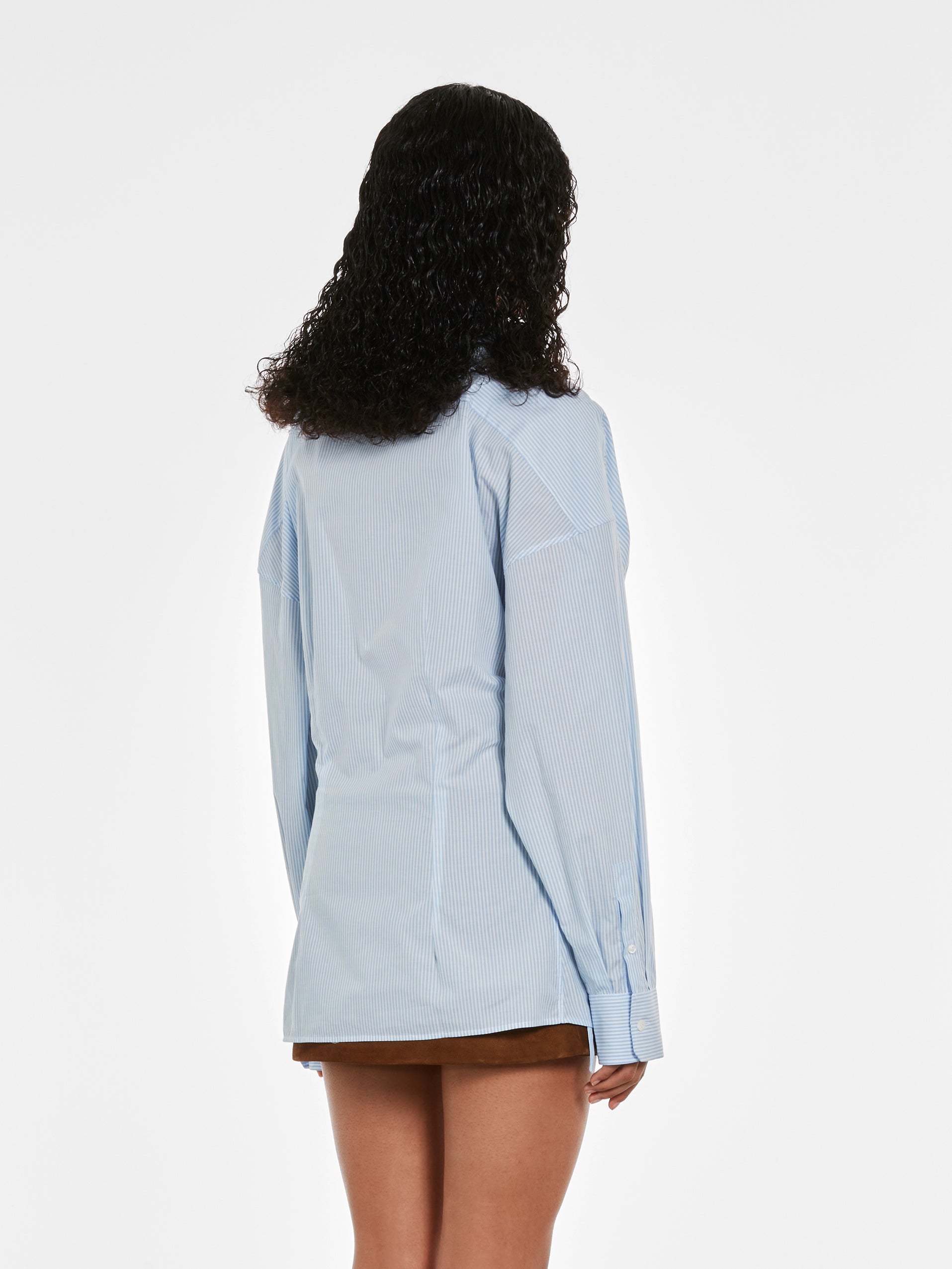 Prada - Women’s Shirt With Pin - (Blue Stripe) view 2