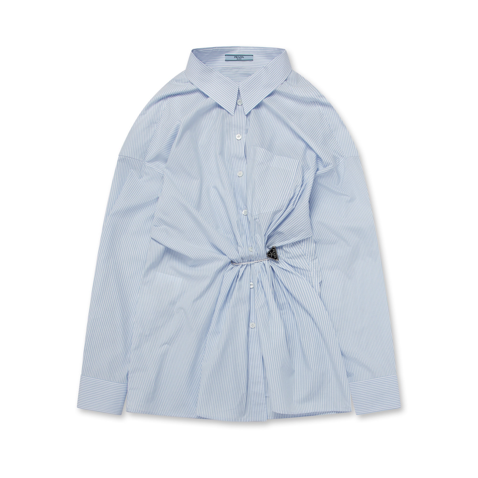 Prada - Women’s Shirt With Pin - (Blue Stripe) view 5