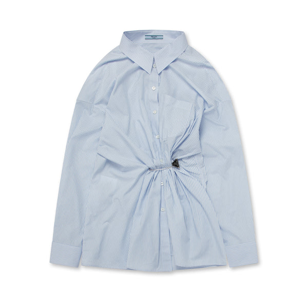 Prada - Women’s Shirt With Pin - (Blue Stripe)