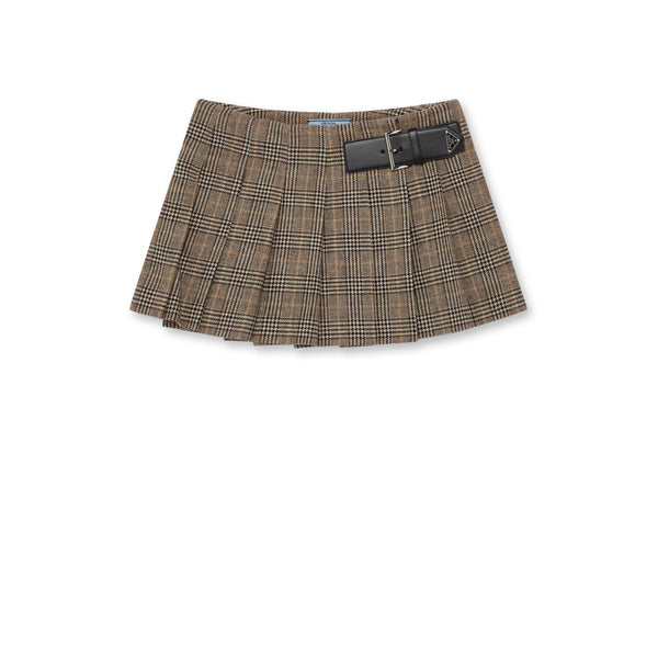 Prada - Women’s Gingham Wool Skirt - (Brown)