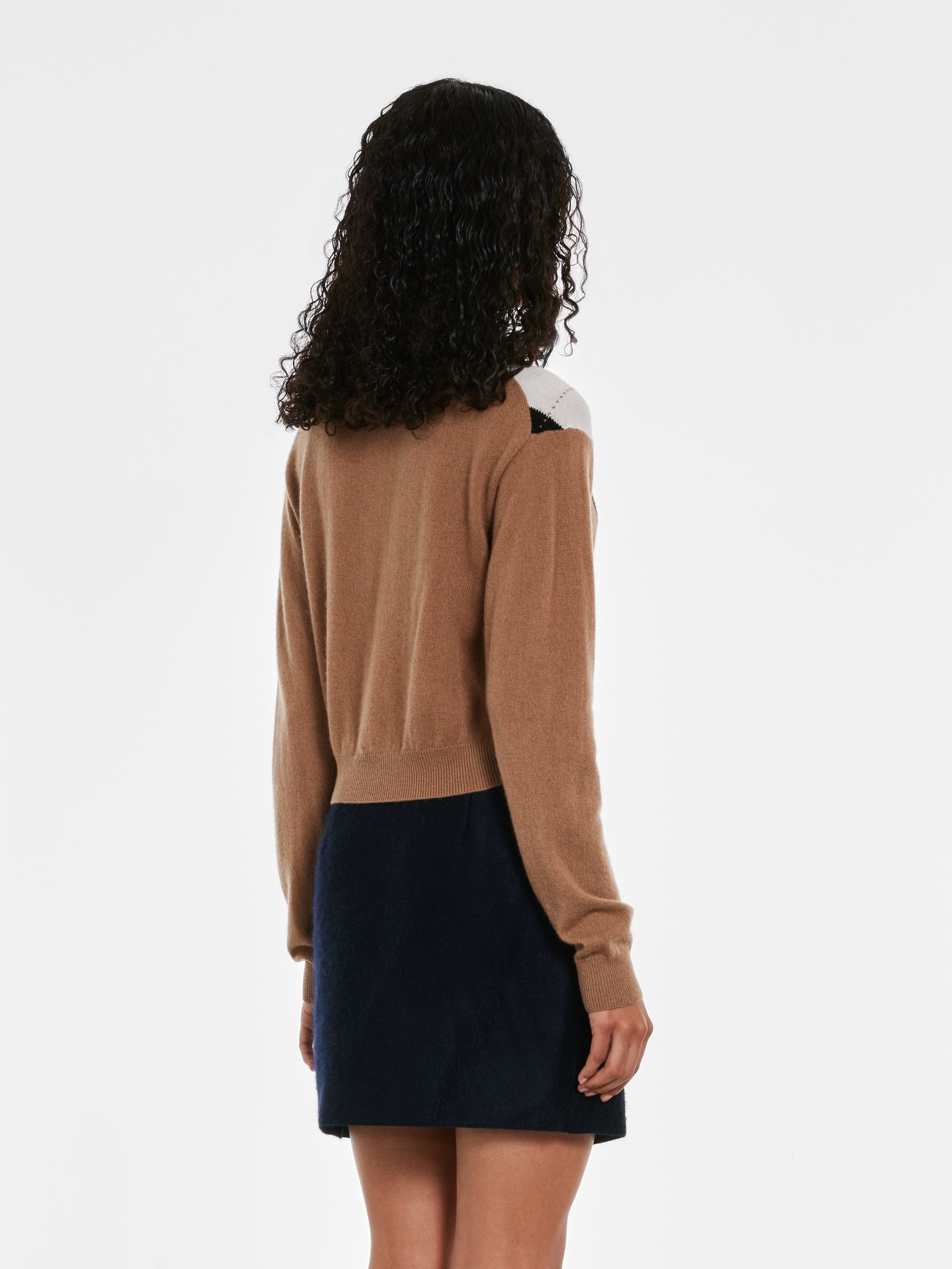 Prada - Women’s Cashmere Polo Shirt - (Camel/Black) view 3
